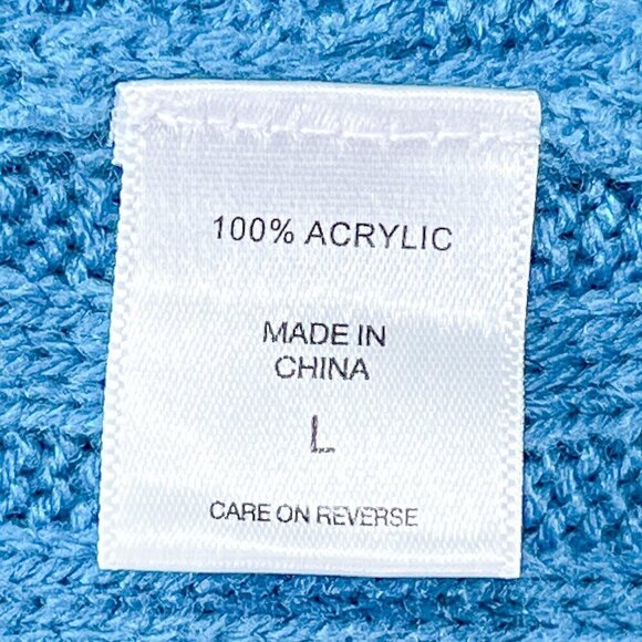 Women's New York & Company Sweater | Blue | Crew Neck | Large | Cable Knit - Picture 13 of 14